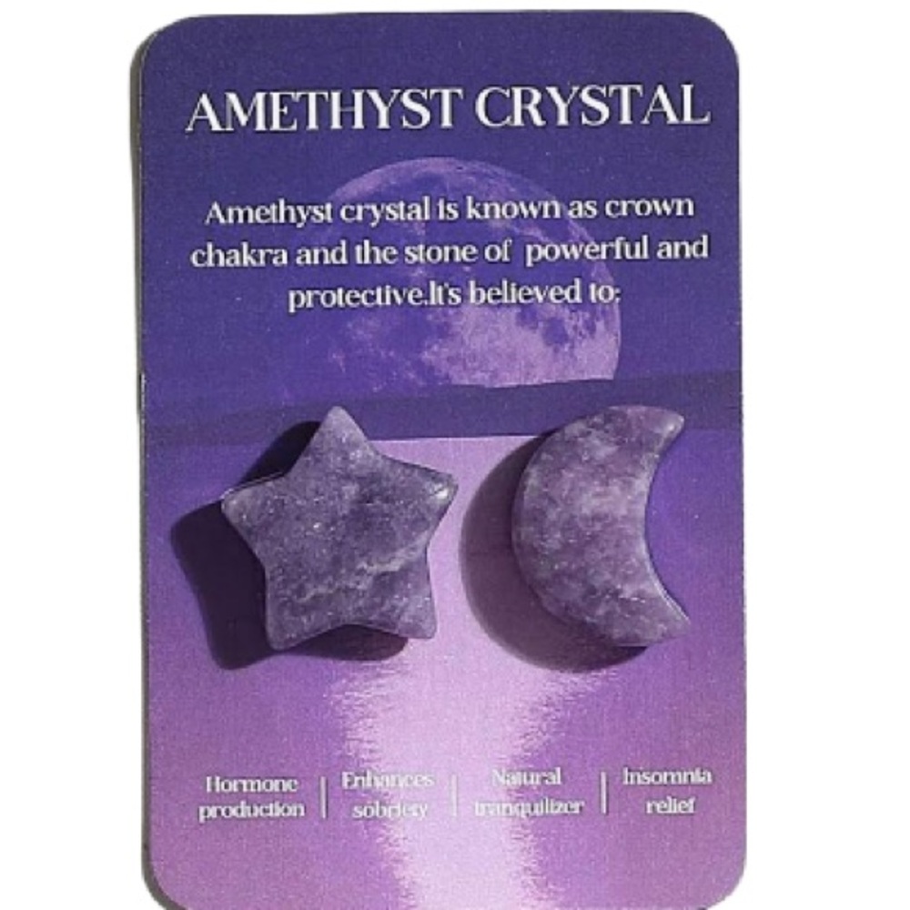 Moon and star stones/ Amethyst Crystal